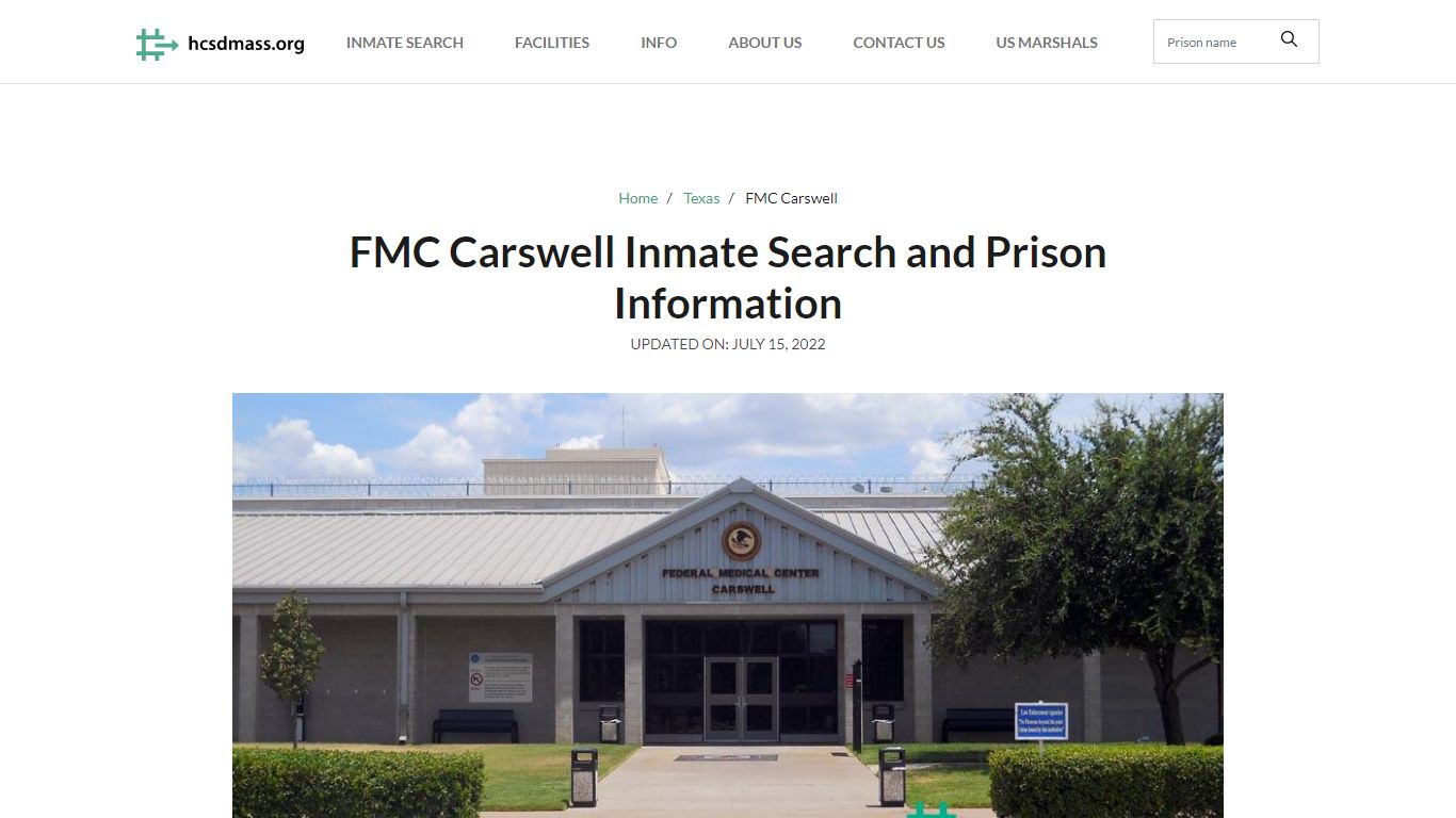 FMC Carswell Inmate Search, Visitation, Phone no ...